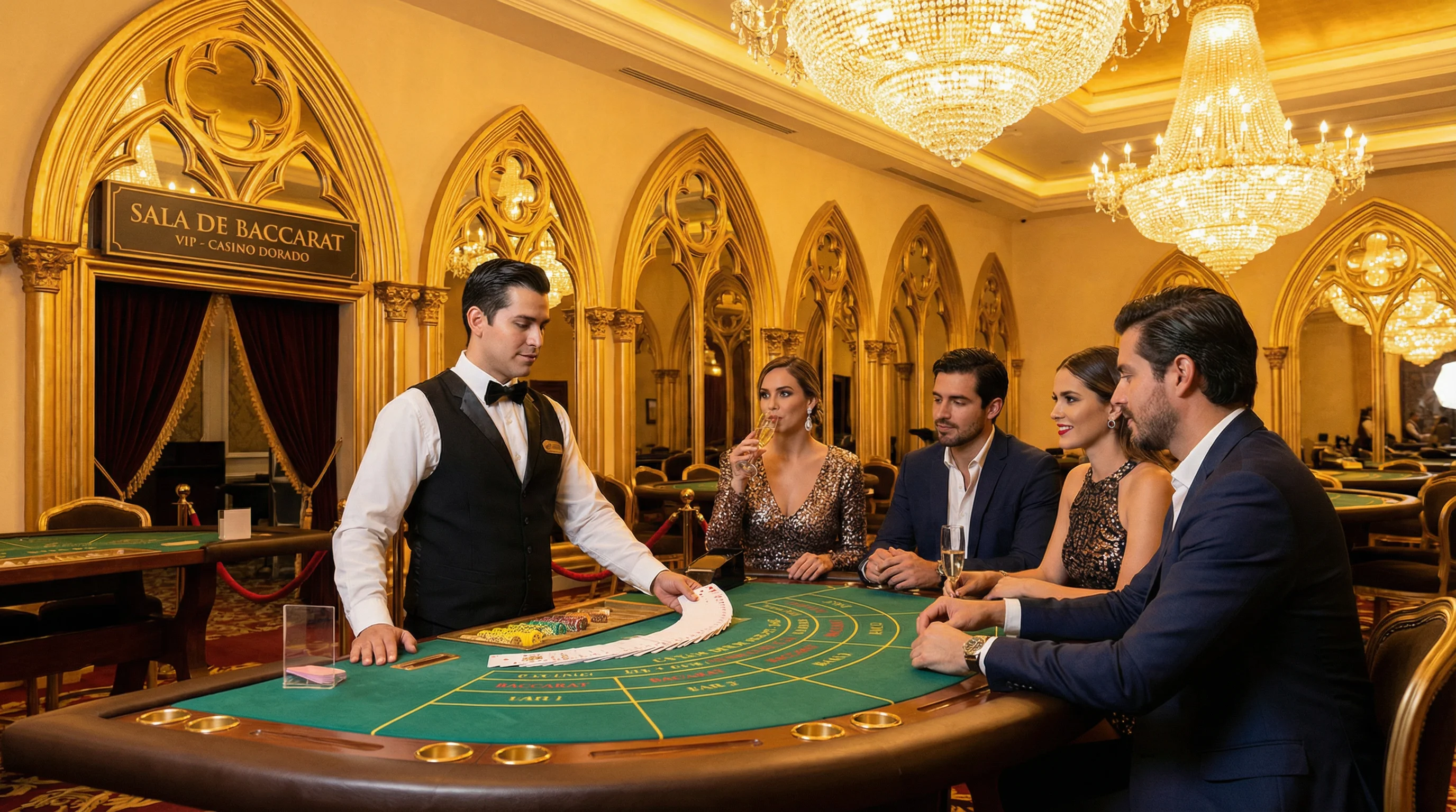 Mesa de bacará VIP con crupier profesional en Winpot Casinoon Line